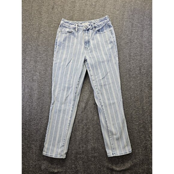 PACSUN Jeans Womens Size 27 Mom Jean Blue & White Striped 100% Cotton - Picture 1 of 11